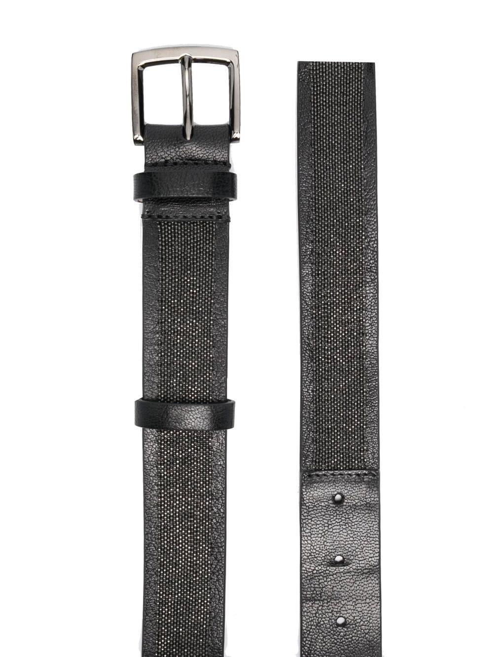 Brunello Cucinelli Black Calf Leather Belt with Bead Embellishment image 1