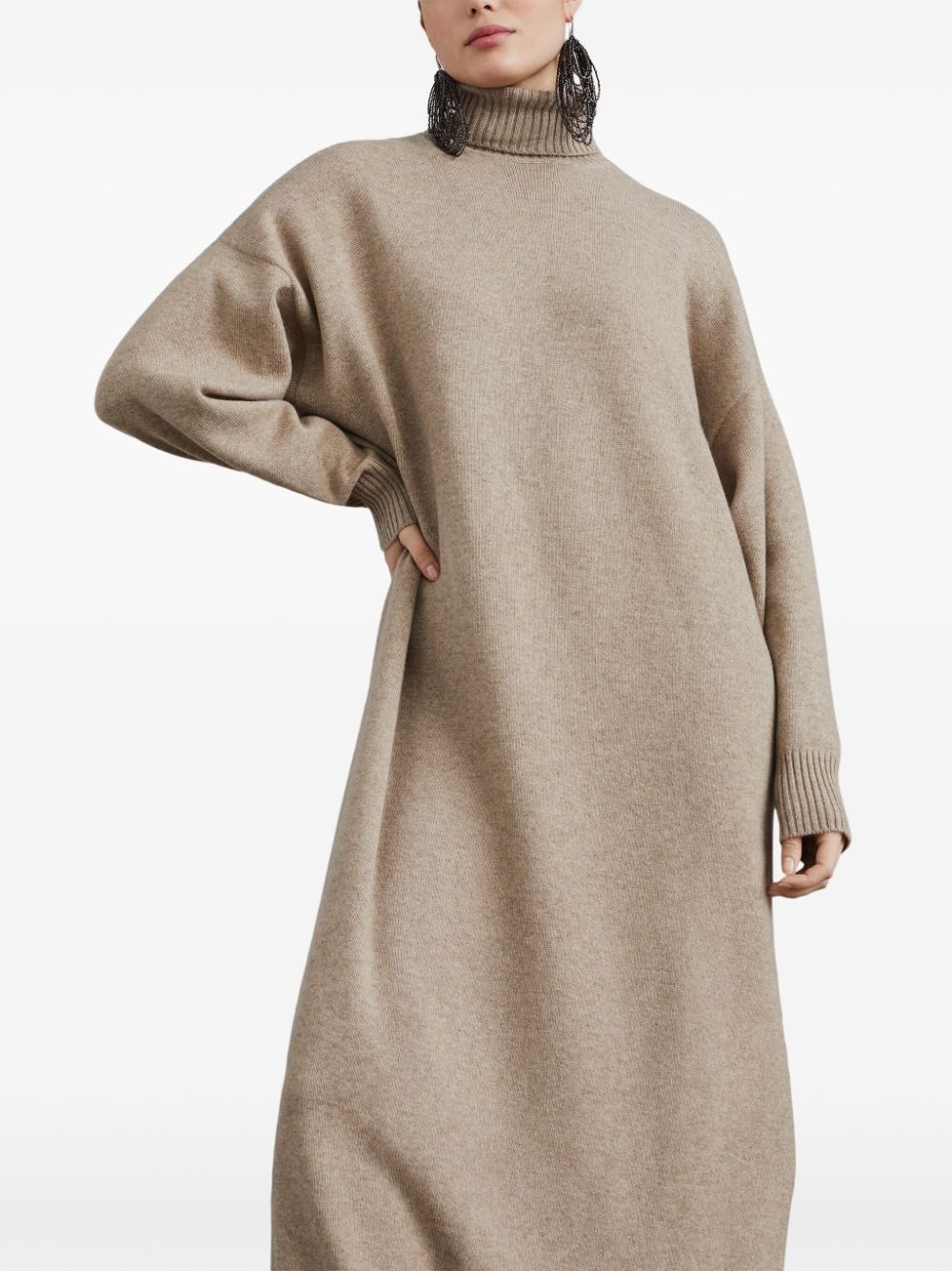 Brunello Cucinelli Beige Cashmere Knit Dress image 3