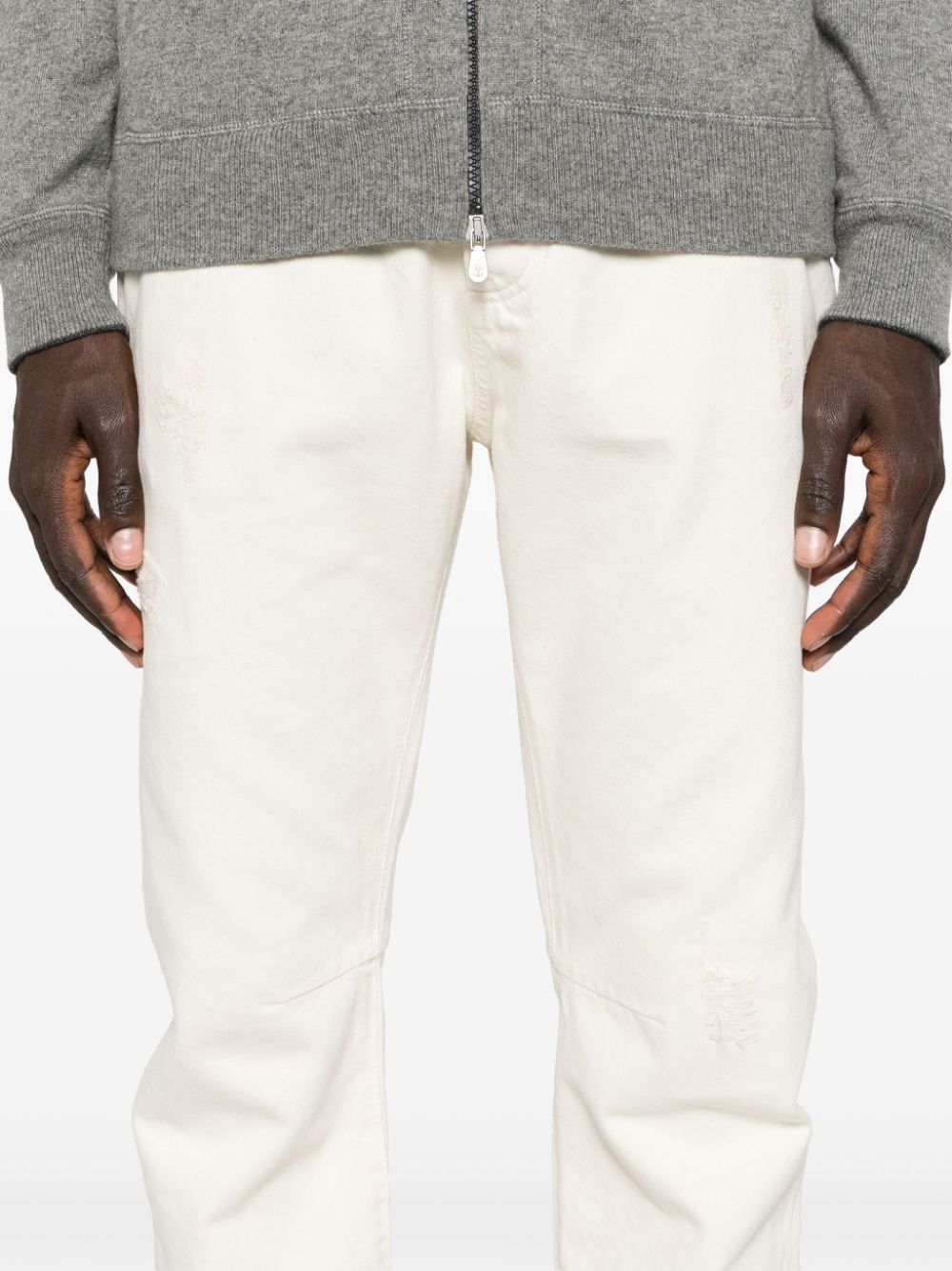 Brunello Cucinelli White Ripped Denim Jeans image 2