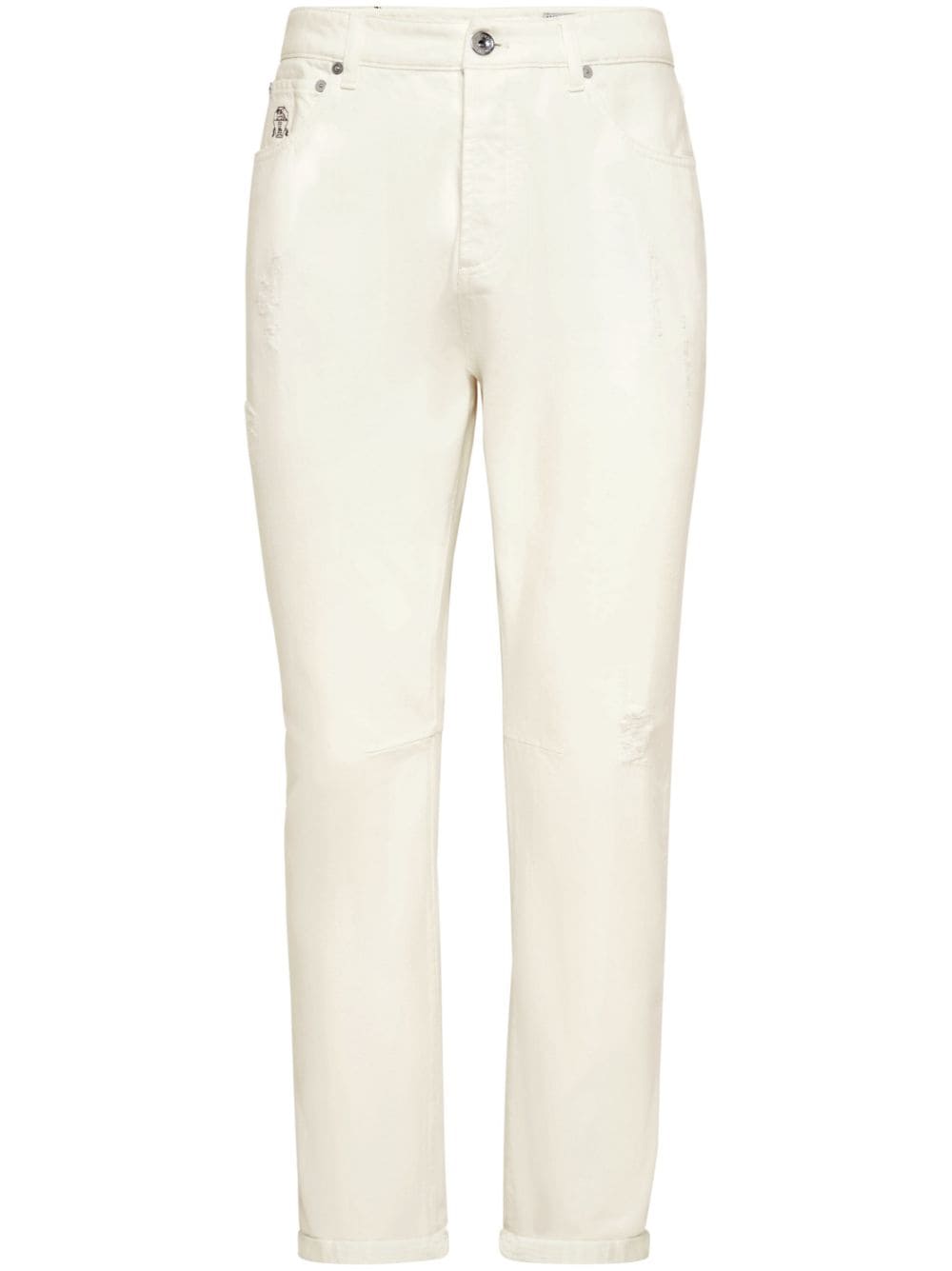 Brunello Cucinelli White Ripped Denim Jeans image 0