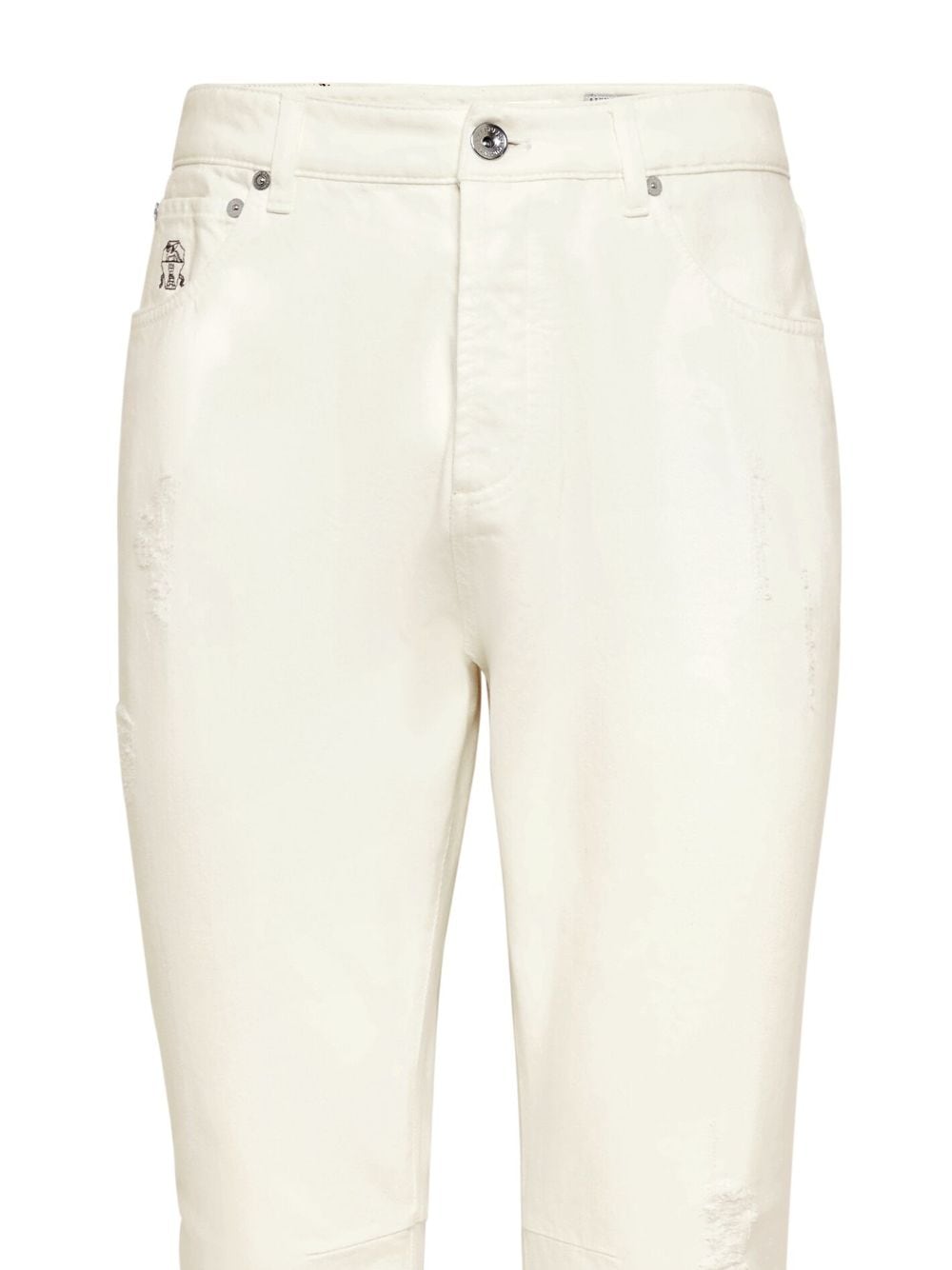 Brunello Cucinelli White Ripped Denim Jeans image 4