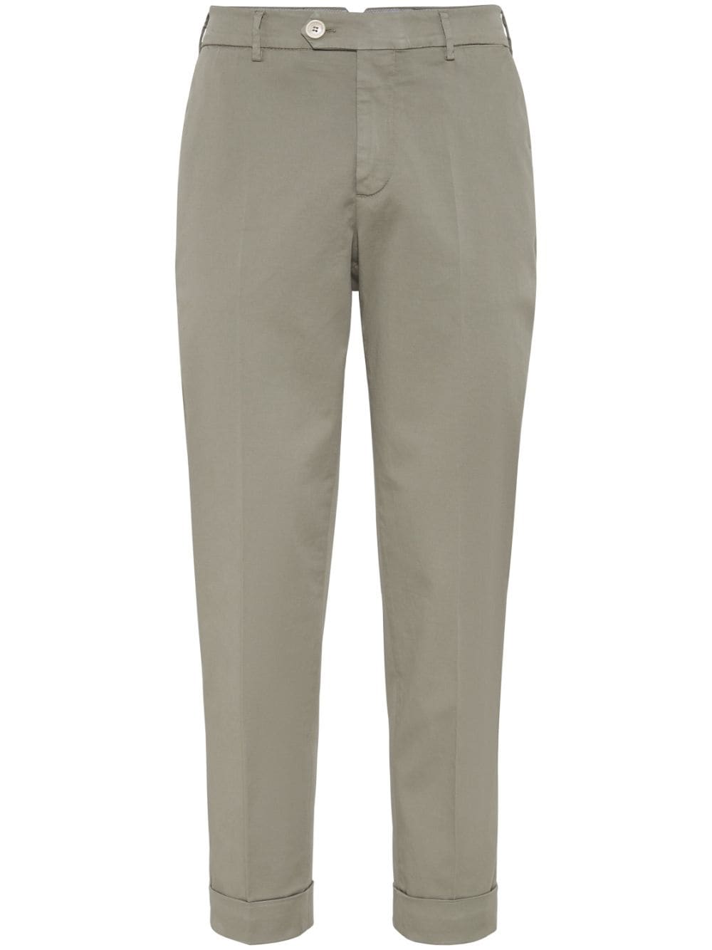 Brunello Cucinelli Green Stretch-Cotton Trousers image 0