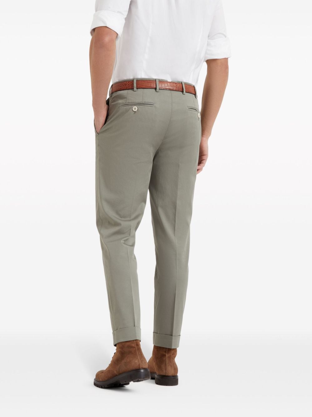 Brunello Cucinelli Green Stretch-Cotton Trousers image 4