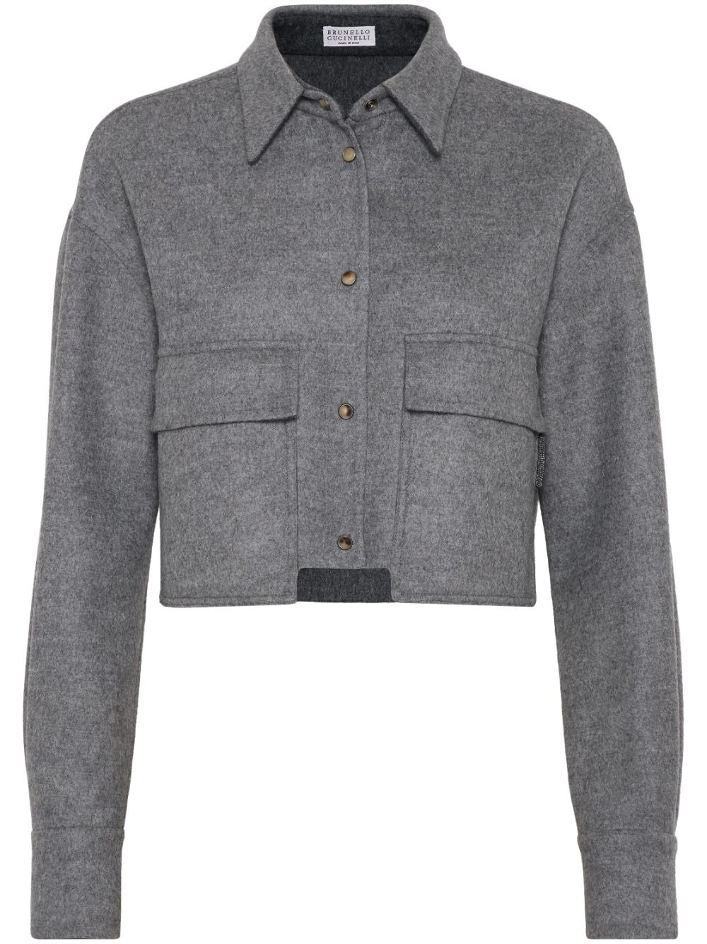 Brunello Cucinelli Grey Virgin Wool Cropped Jacket image 0