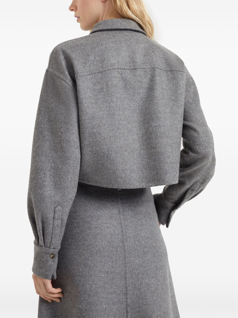 Brunello Cucinelli Grey Virgin Wool Cropped Jacket image 4