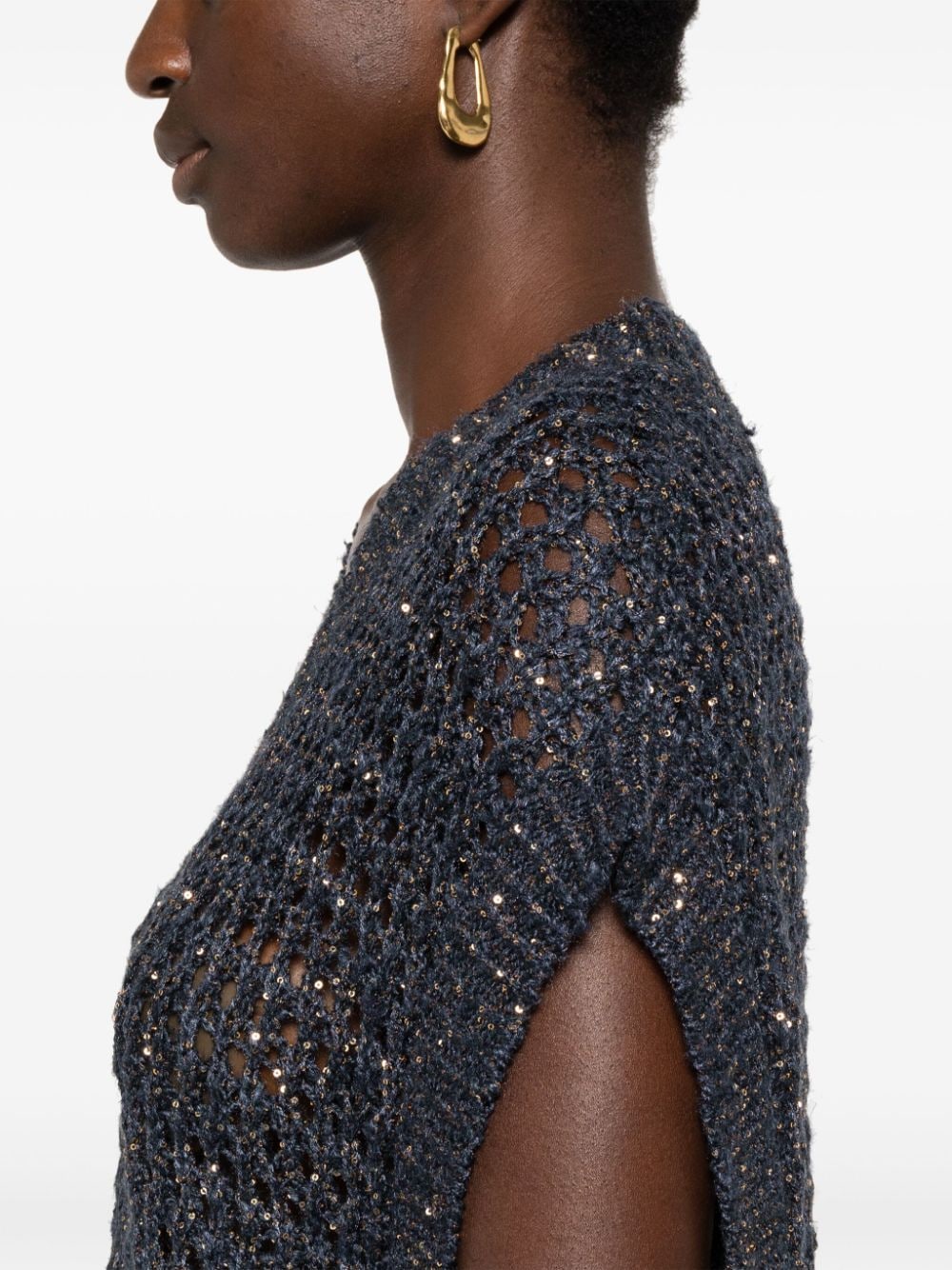 Brunello Cucinelli Sequin Embellished Sleeveless Sweater - Blue image 1