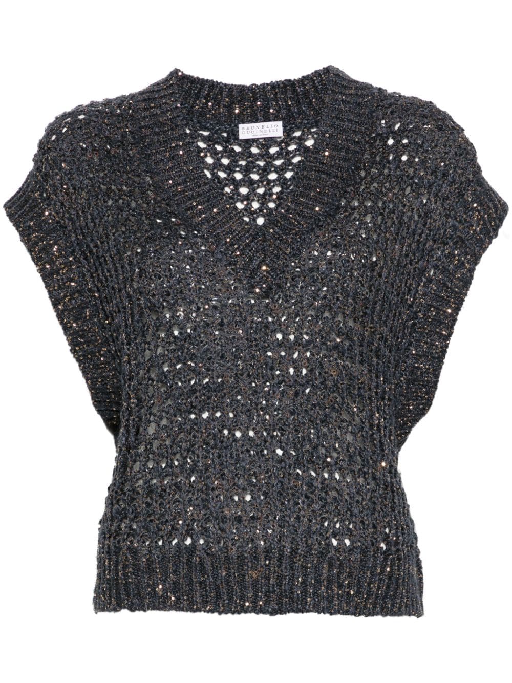 Brunello Cucinelli Sequin Embellished Sleeveless Sweater - Blue image 0