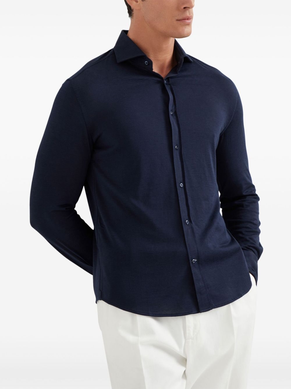 Brunello Cucinelli Blue Long Sleeve Button-Down Shirt image 2