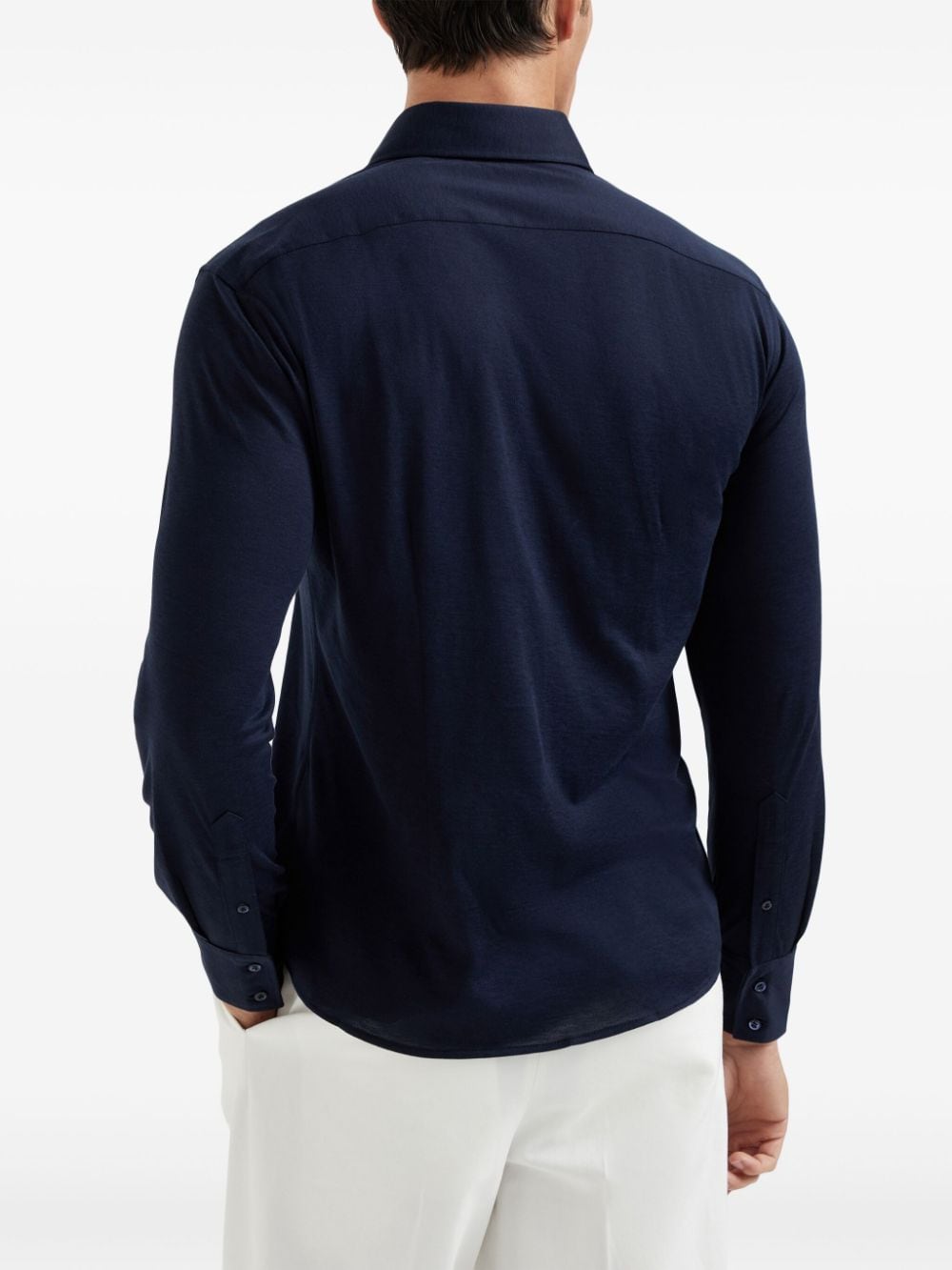 Brunello Cucinelli Blue Long Sleeve Button-Down Shirt image 3