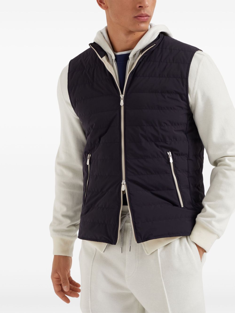 Brunello Cucinelli Blue Goose Down Padded Sleeveless Jacket image 3