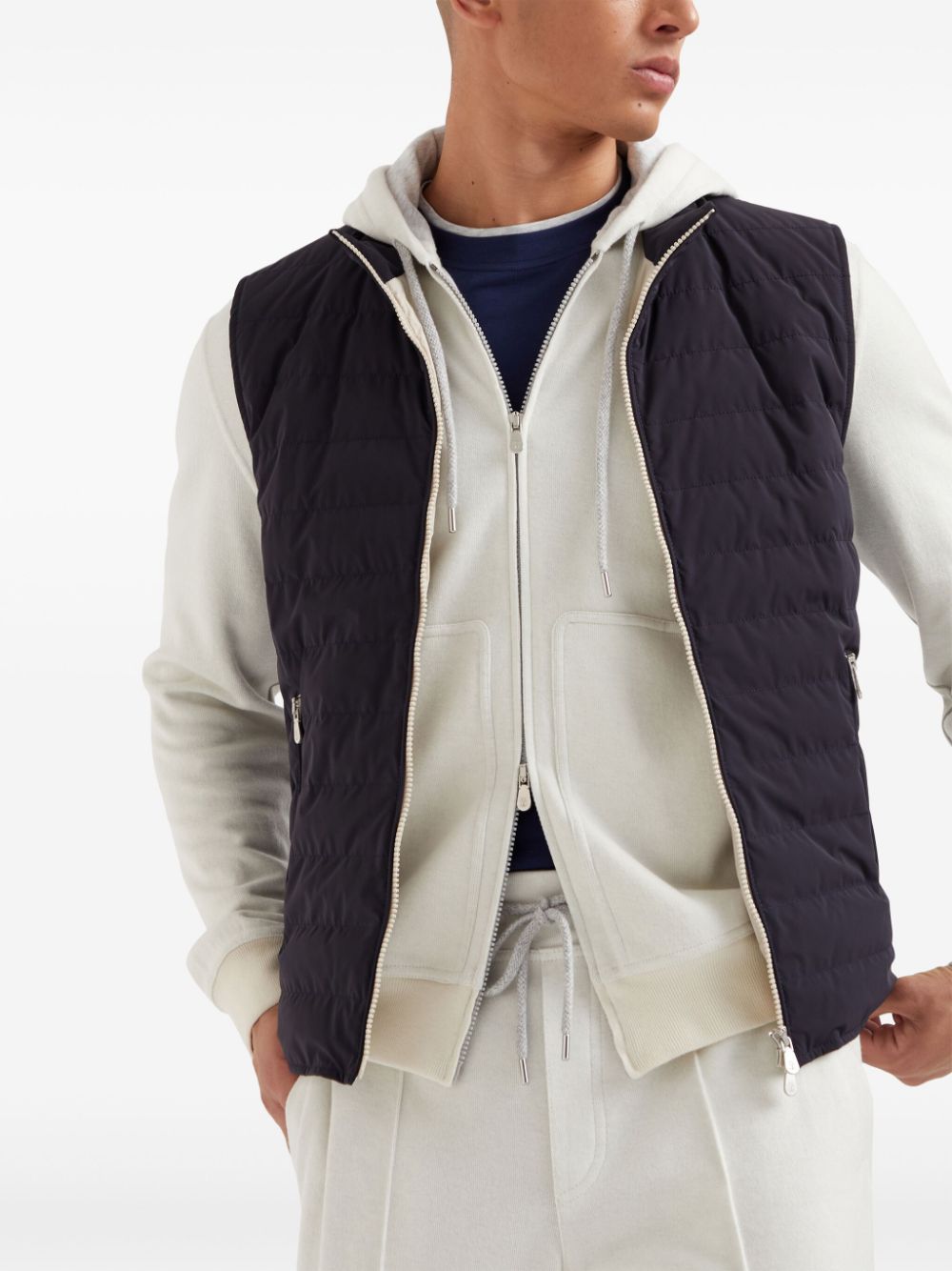 Brunello Cucinelli Blue Goose Down Padded Sleeveless Jacket image 5