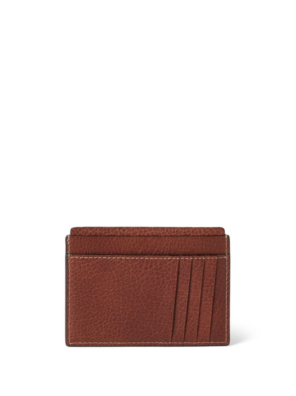 Brunello Cucinelli Brown Leather Cardholder with Logo Stamp image 3