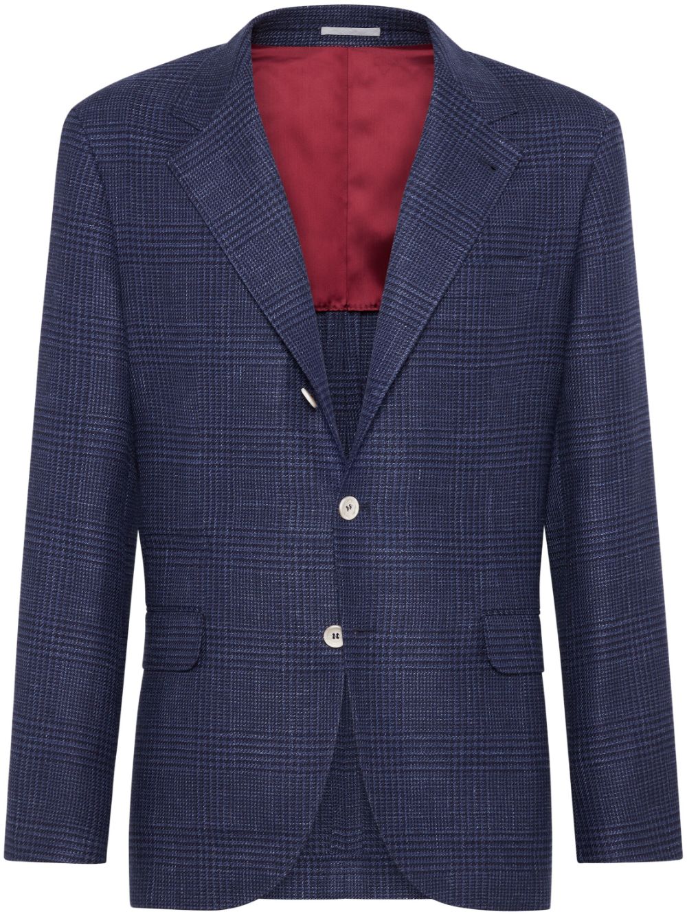 Brunello Cucinelli Blue Wool Blend Check Jacket image 0