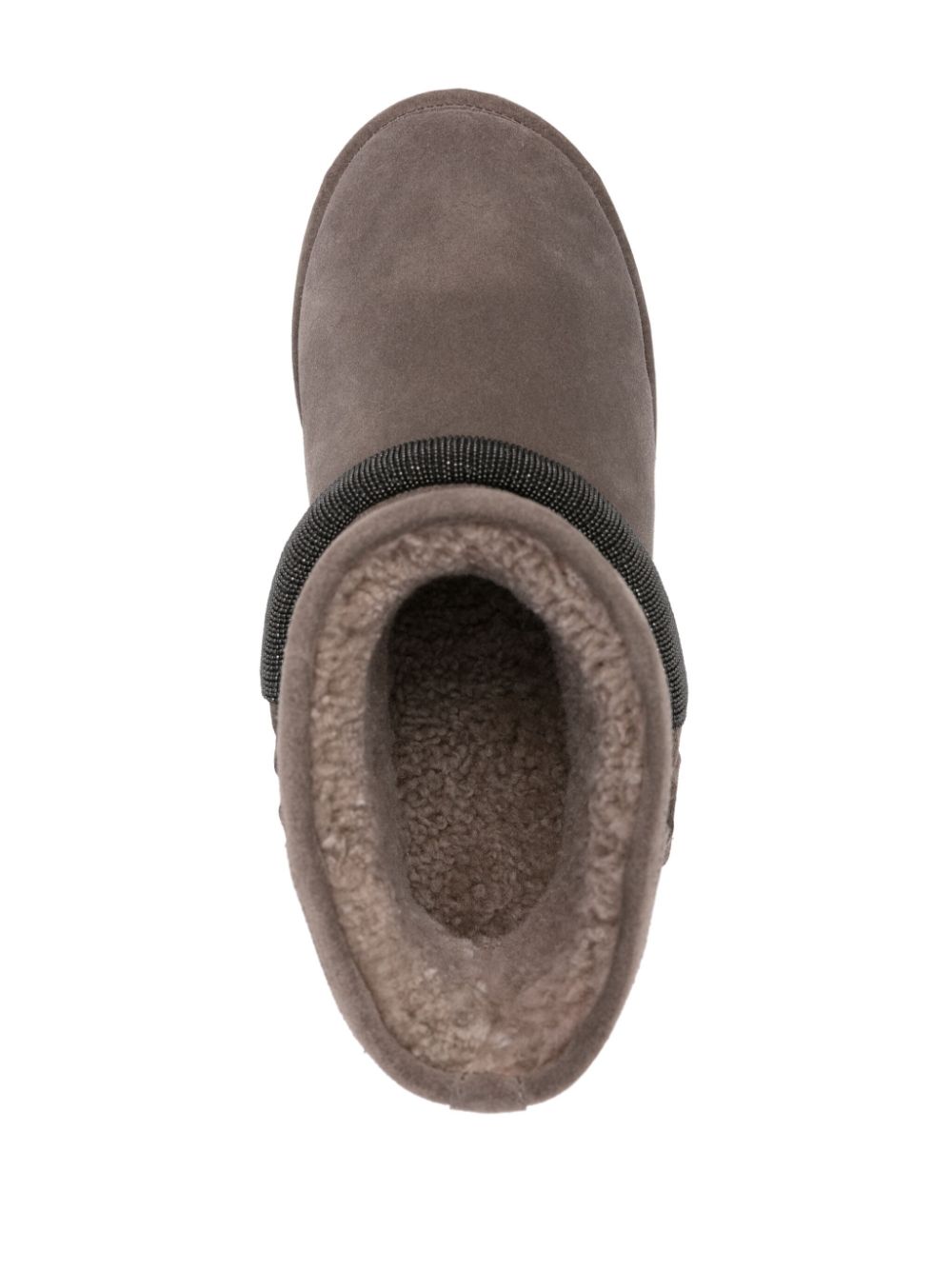 Brunello Cucinelli Grey Calf Suede Ankle Boots with Monili Chain Detail image 1