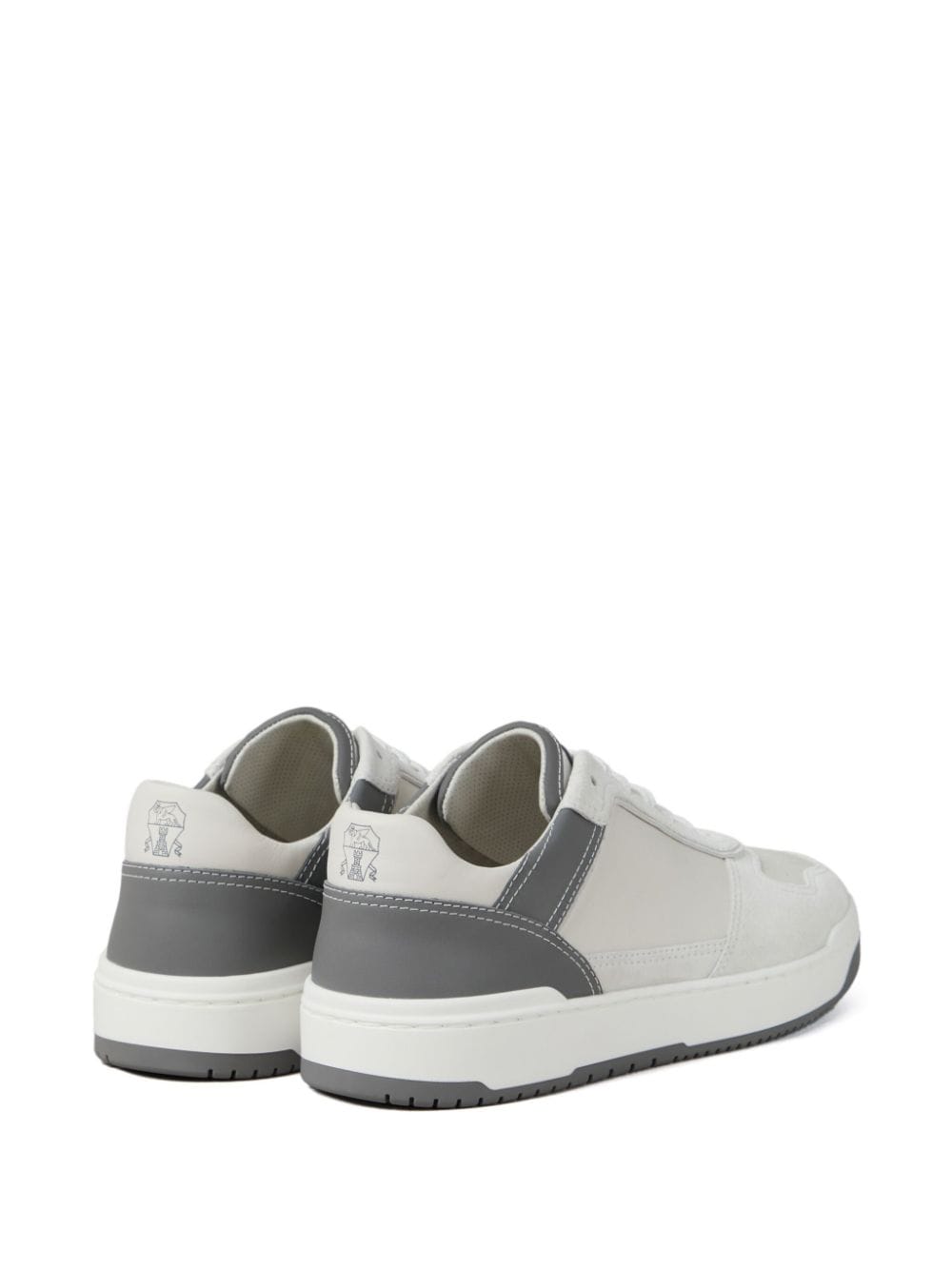 Brunello Cucinelli White Leather Panelled Sneakers image 1