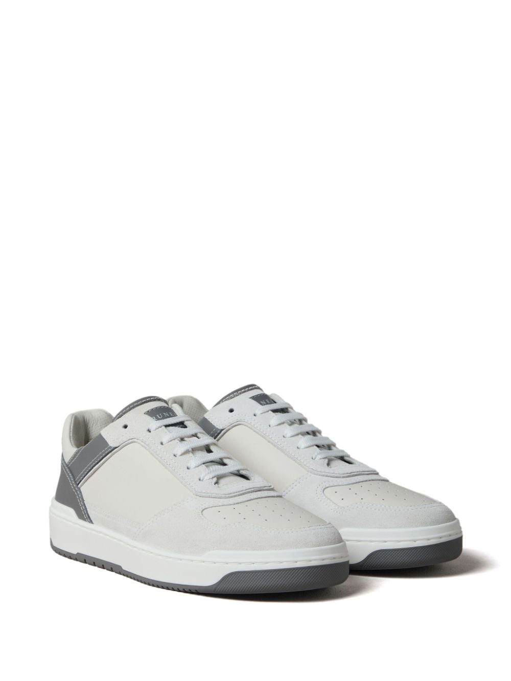 Brunello Cucinelli White Leather Panelled Sneakers image 3