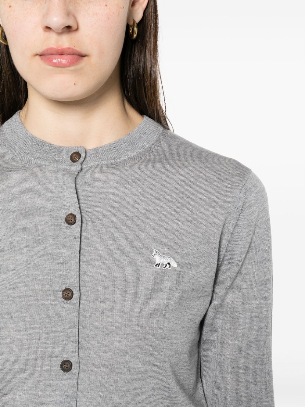 Maison Kitsuné Grey Wool Sweater with Embroidered Logo image 1