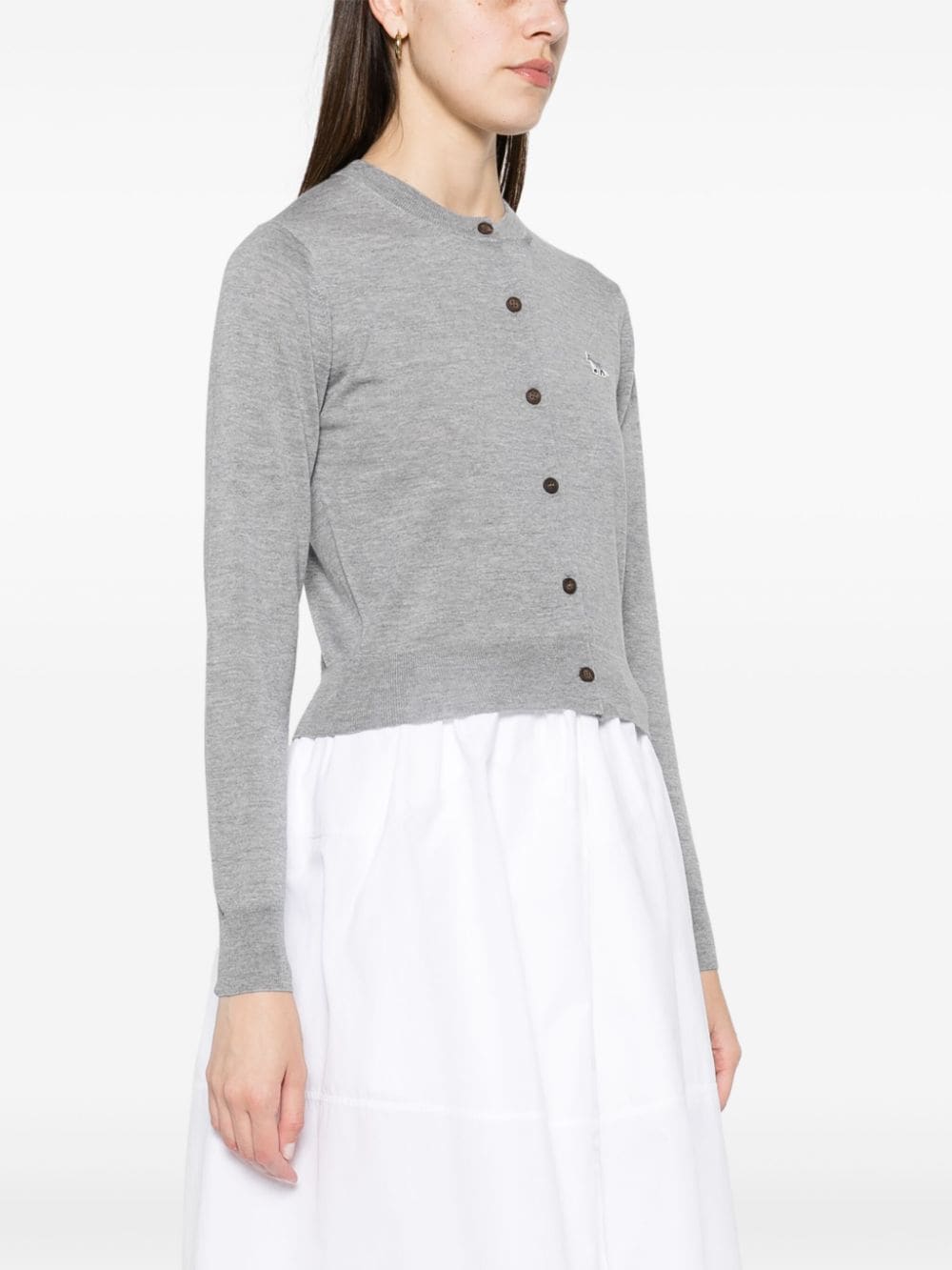 Maison Kitsuné Grey Wool Sweater with Embroidered Logo image 2