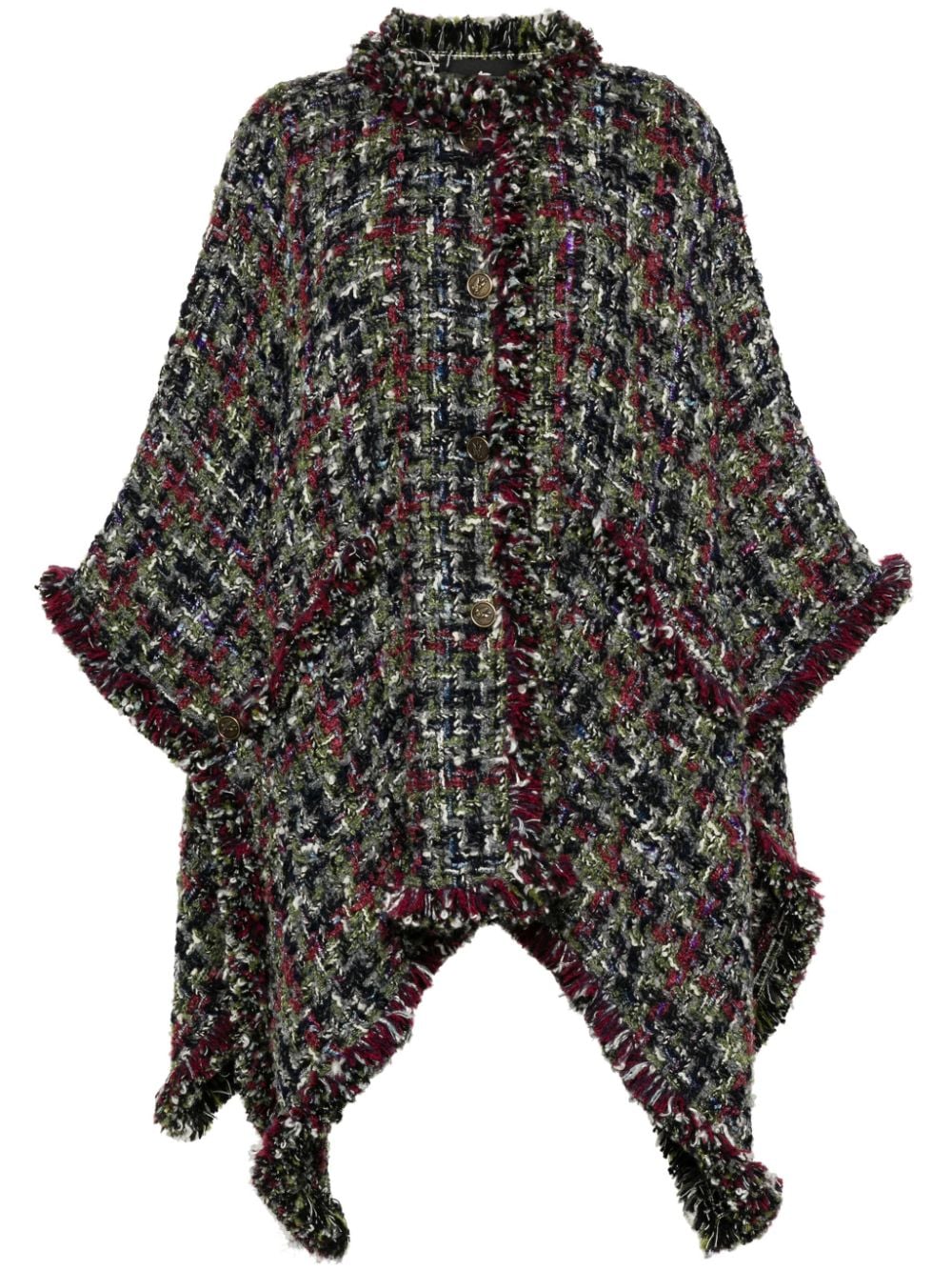 Etro Multicolor Wool-Mohair Blend Tweed Cape Jacket image 0