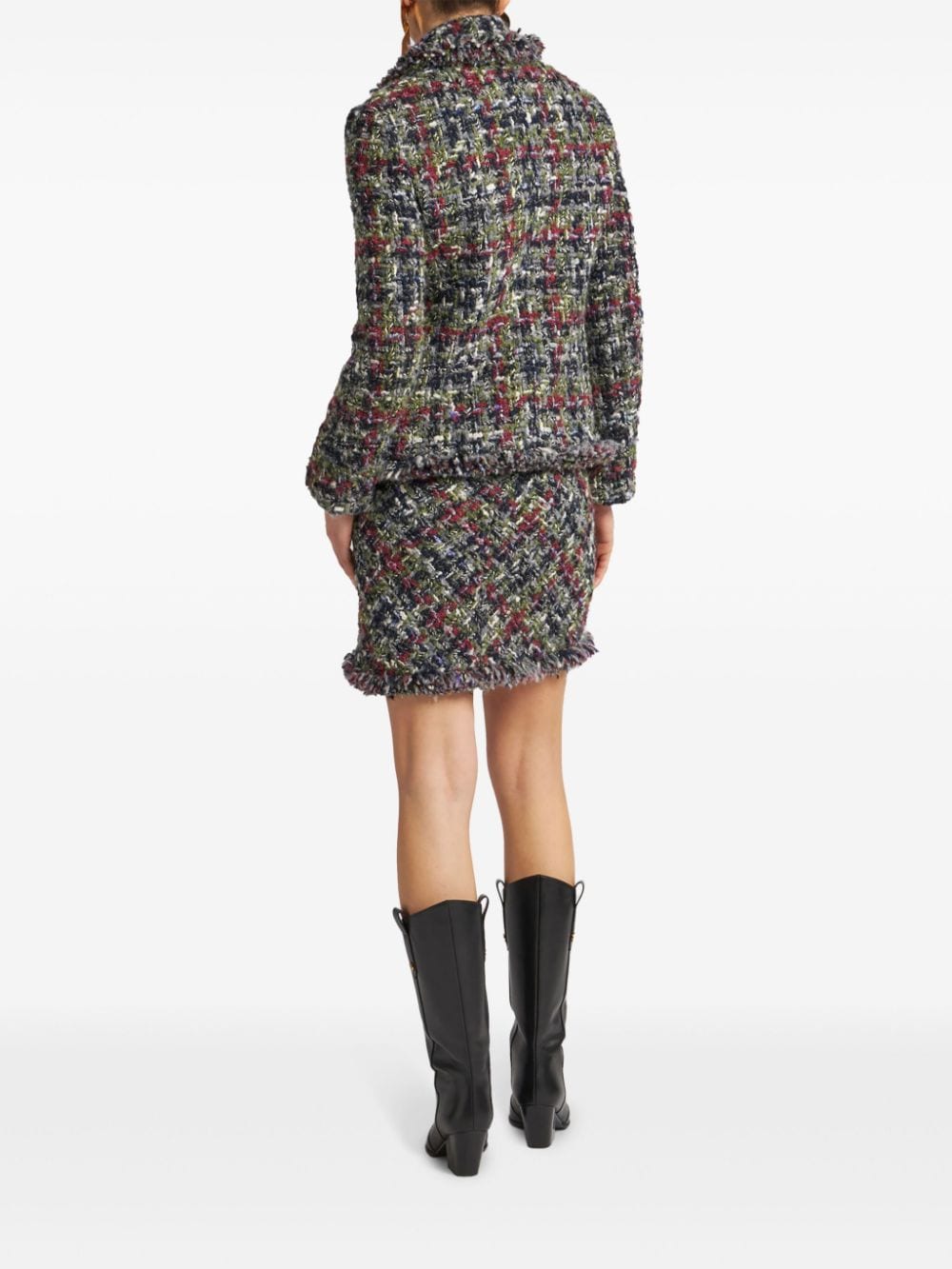 Etro Multicolor Tweed Fringed Edge Jacket image 2