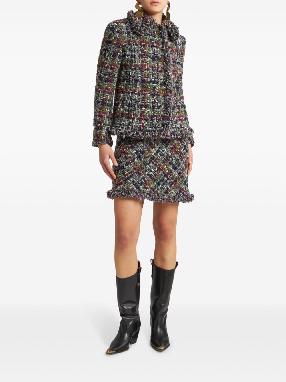 Etro Multicolor Tweed Fringed Edge Jacket image 3