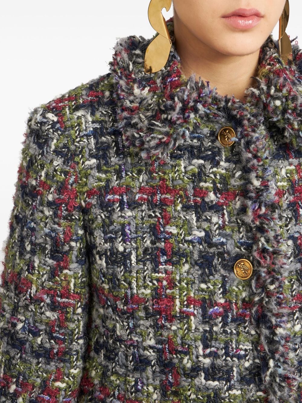 Etro Multicolor Tweed Fringed Edge Jacket image 6