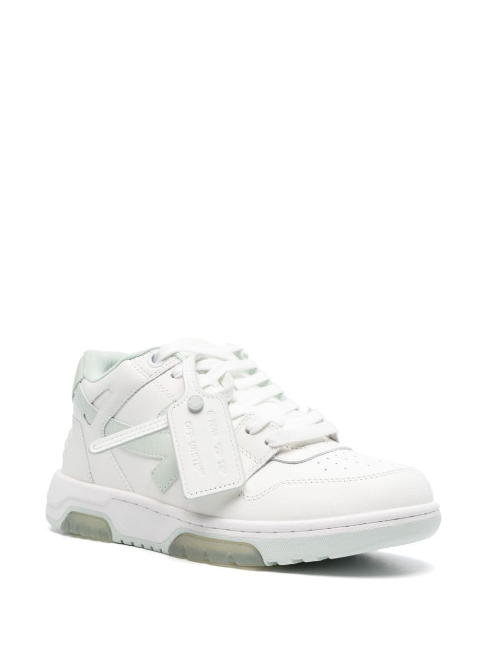 Off-White Low Top Sneakers in Green and White image 3