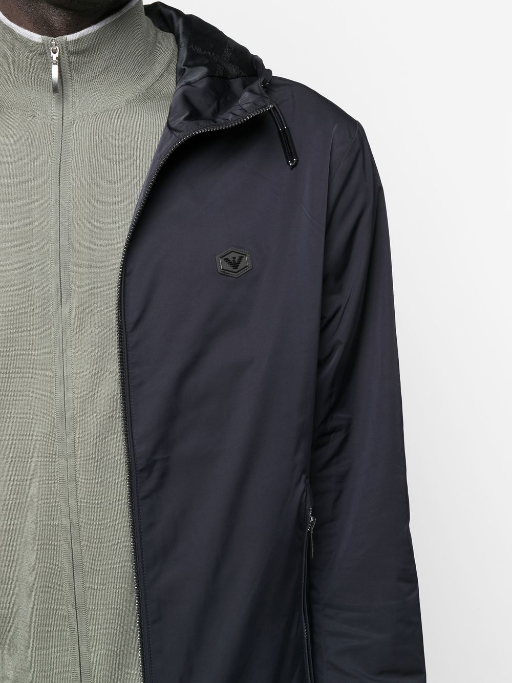 Emporio Armani Blue Logo Patch Coat image 1