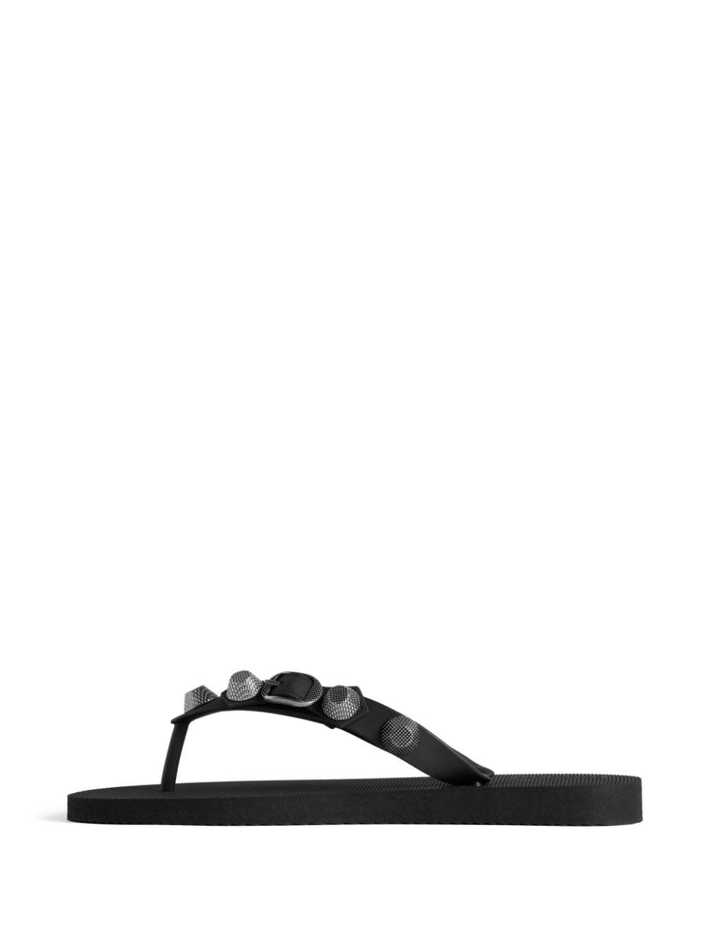 Balenciaga Black Leather Thong Sandals with Silver-Tone Studs image 3