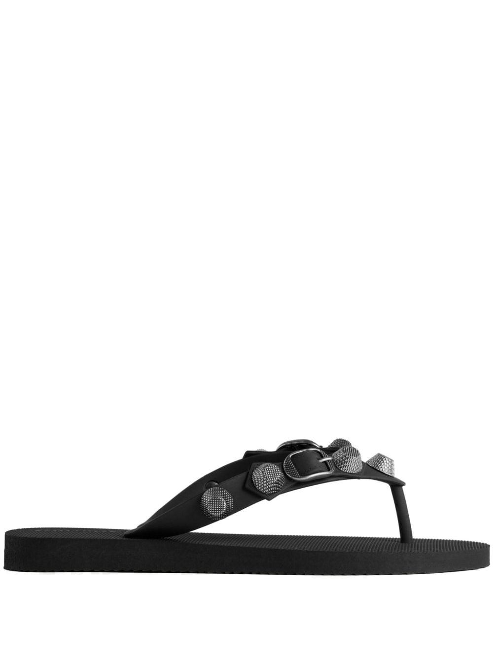 Balenciaga Black Leather Thong Sandals with Silver-Tone Studs image 0