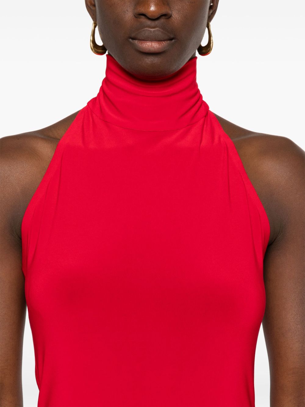 Norma Kamali Red Stretch Jersey Sleeveless Dress image 2