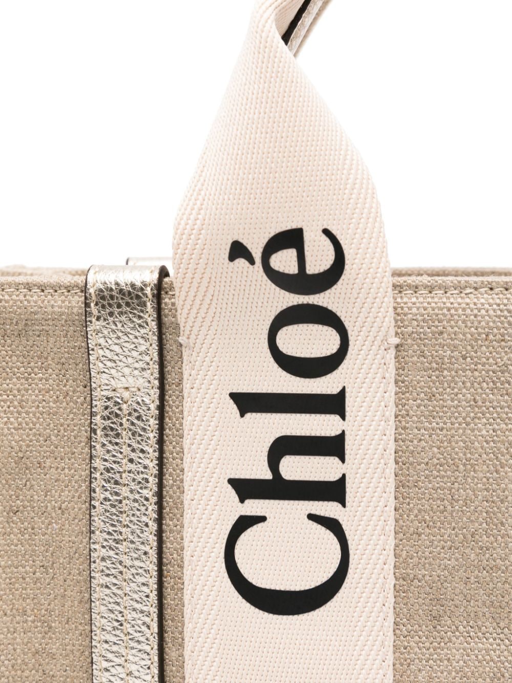 Chloé Beige Canvas Tote Bag with Leather Trim image 2