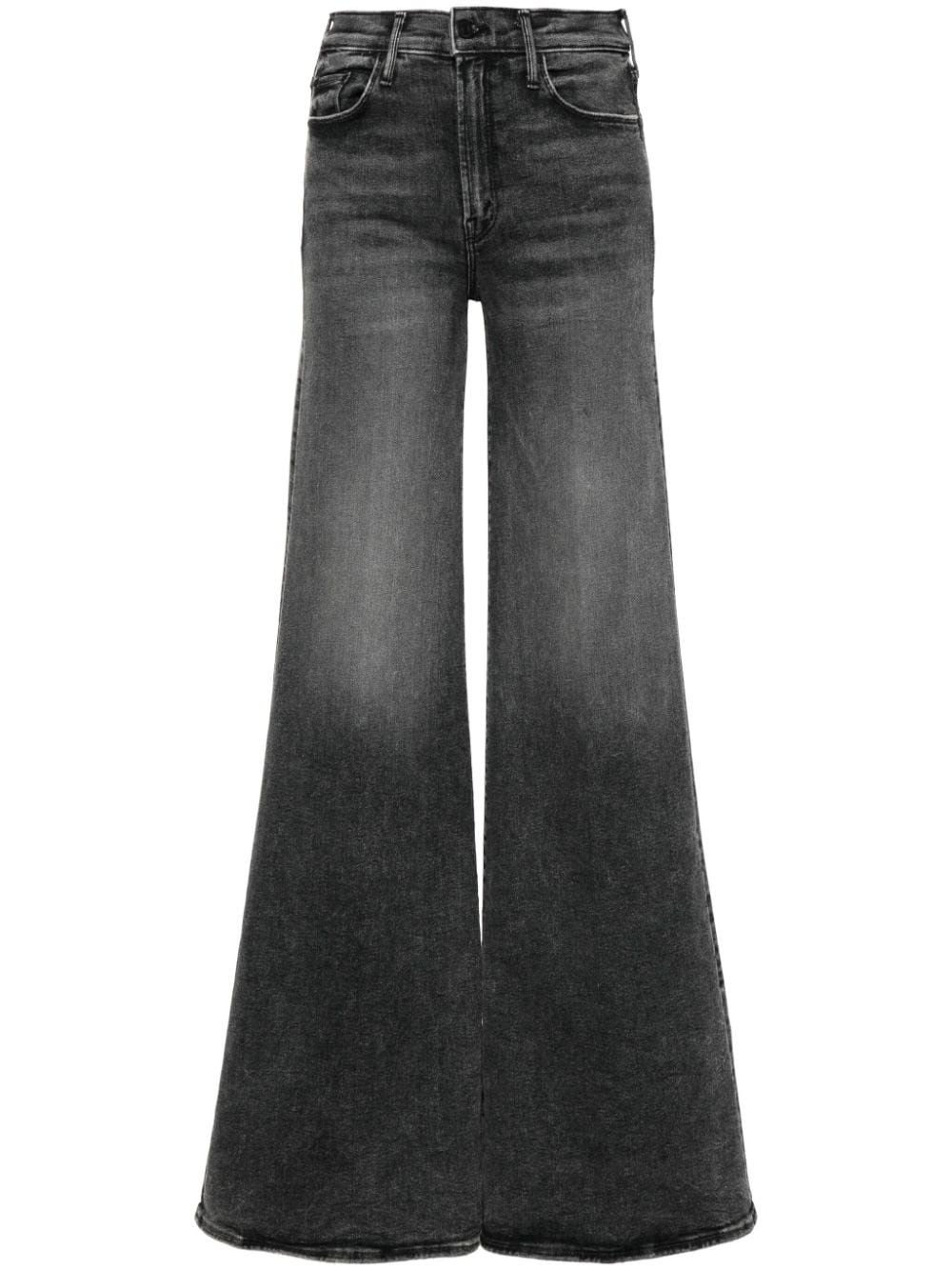 SLEEKEO Grey High-Waisted Straight Leg Jeans with Flared Hem image 0