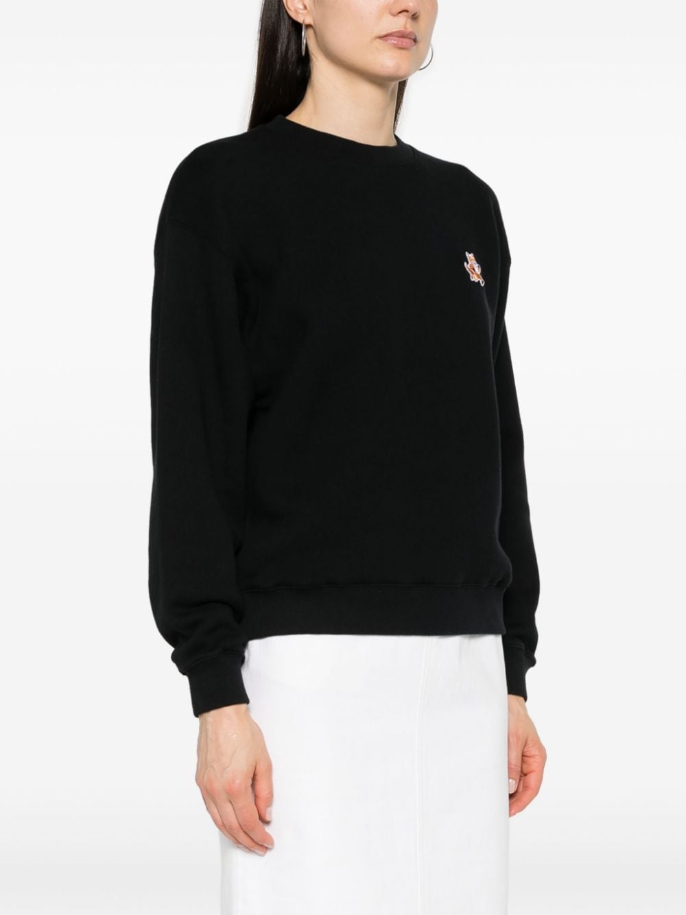 Maison Kitsuné Black Cotton Crew Neck Sweater image 1