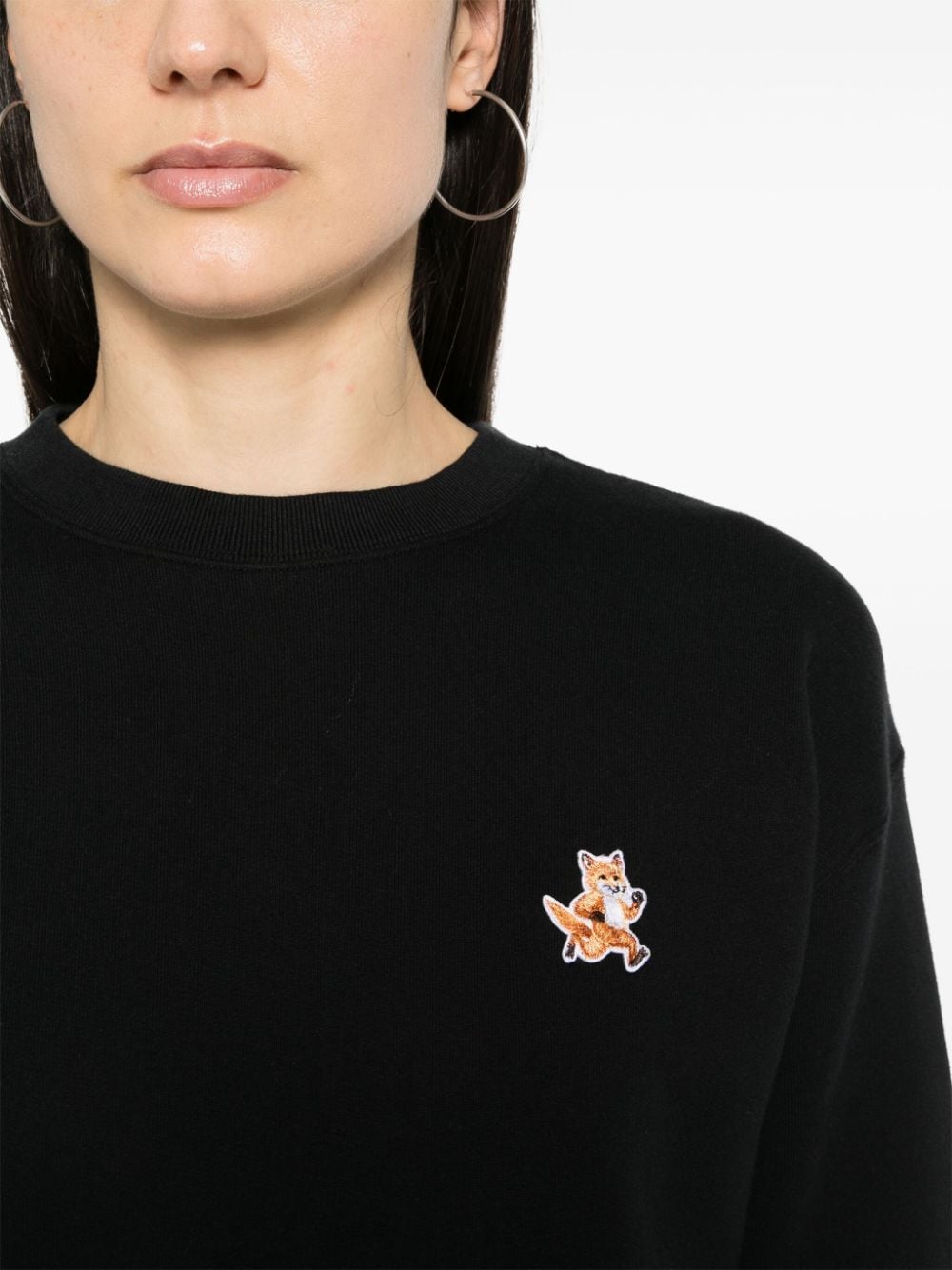 Maison Kitsuné Black Cotton Crew Neck Sweater image 4