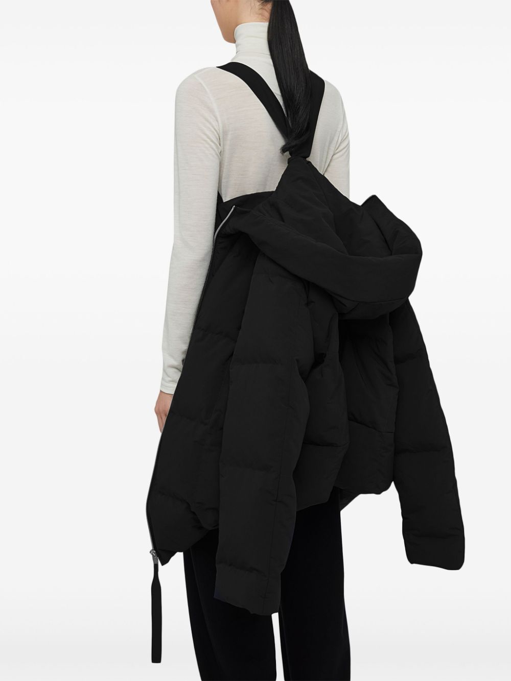 JIL SANDER PLUS Black Quilted Padded Long Coat image 1