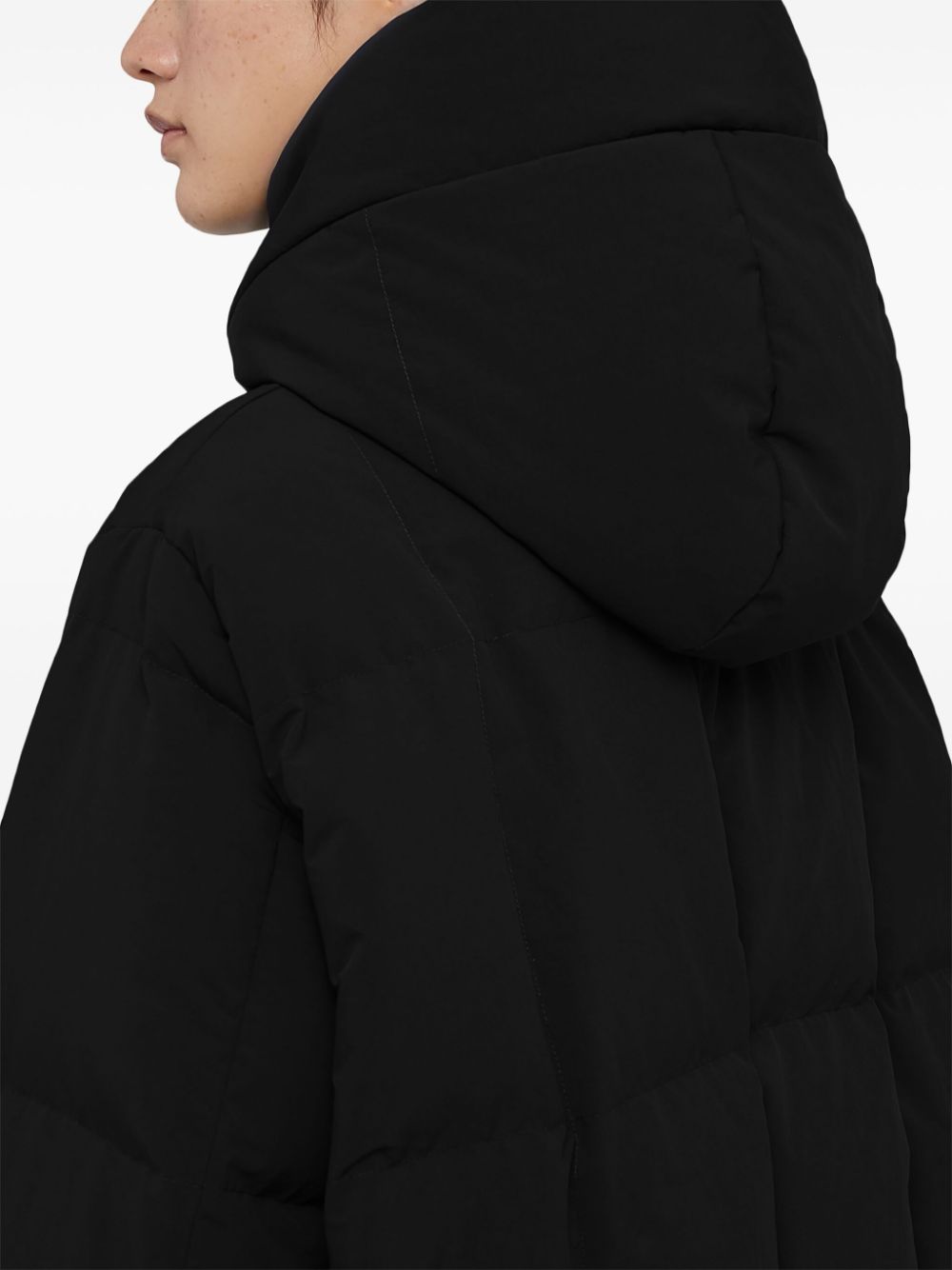 JIL SANDER PLUS Black Quilted Padded Long Coat image 5