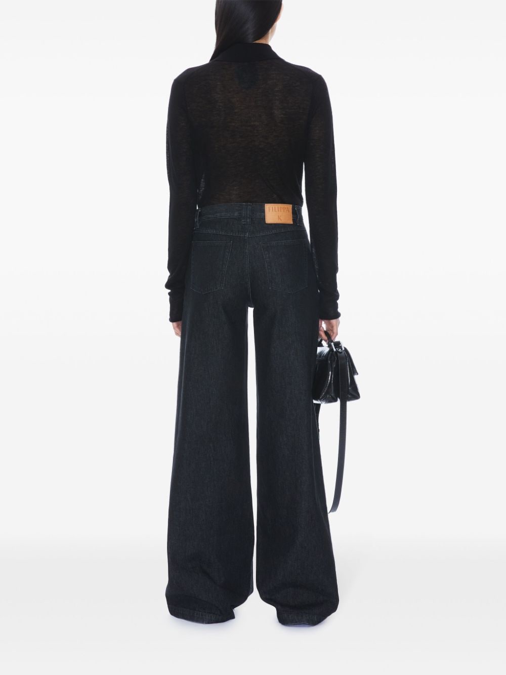 FILIPPA K Black Recycled Wool Semi-Sheer T-Shirt image 1