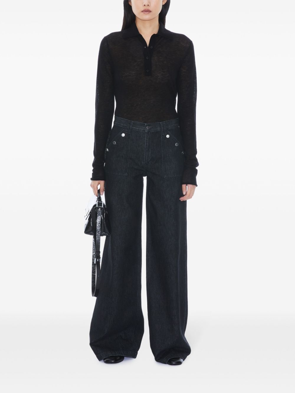 FILIPPA K Black Recycled Wool Semi-Sheer T-Shirt image 2