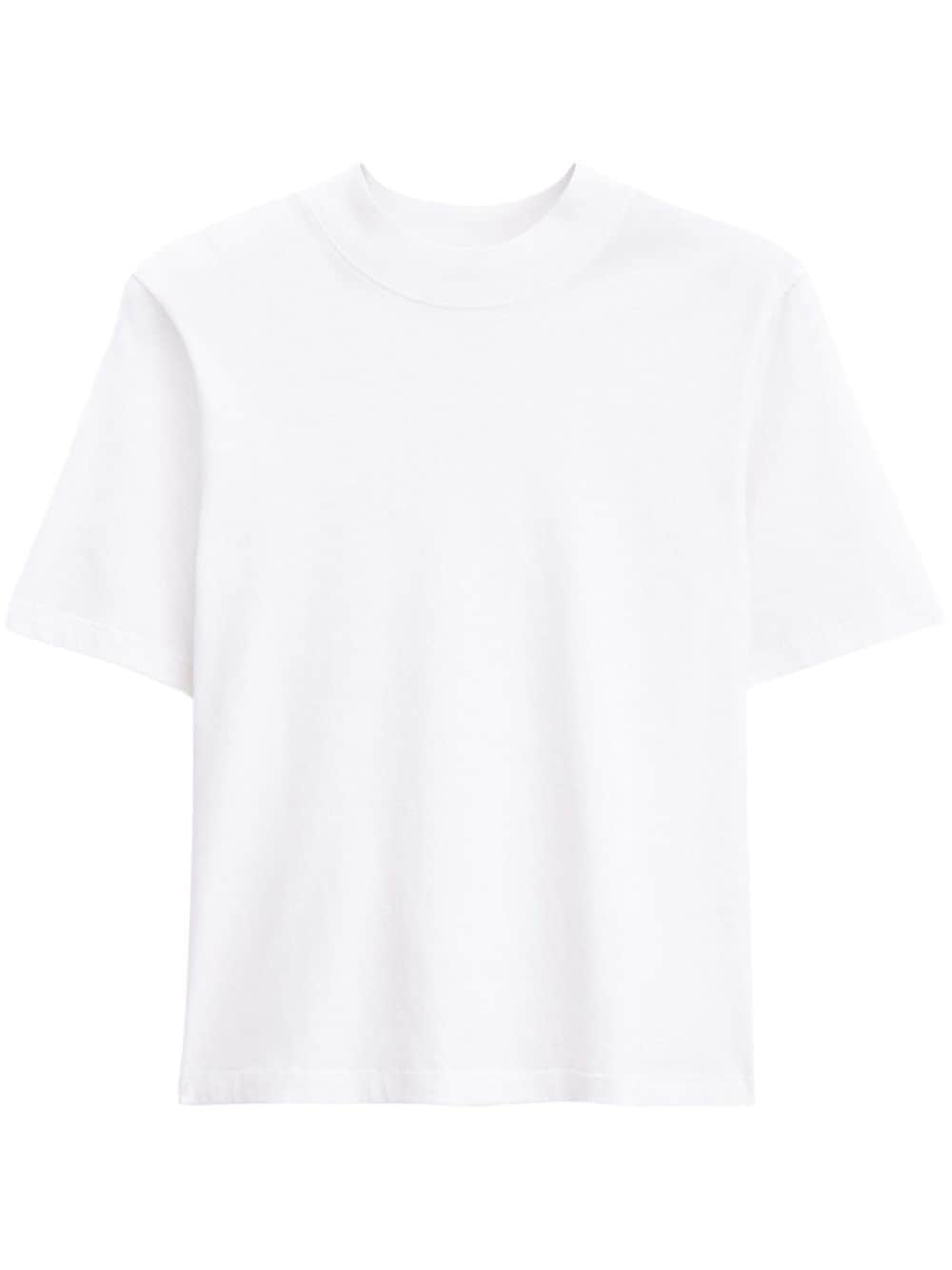 Filippa K White Organic Cotton Mock Neck Cropped Top image 0