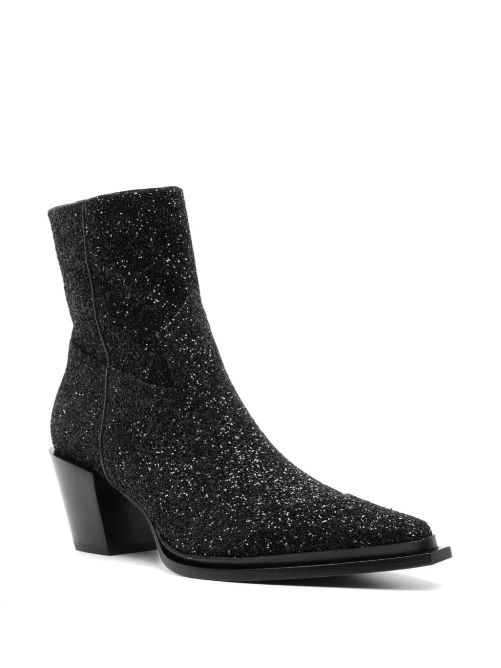 Jimmy Choo Black Glitter Western Ankle Boots image 1