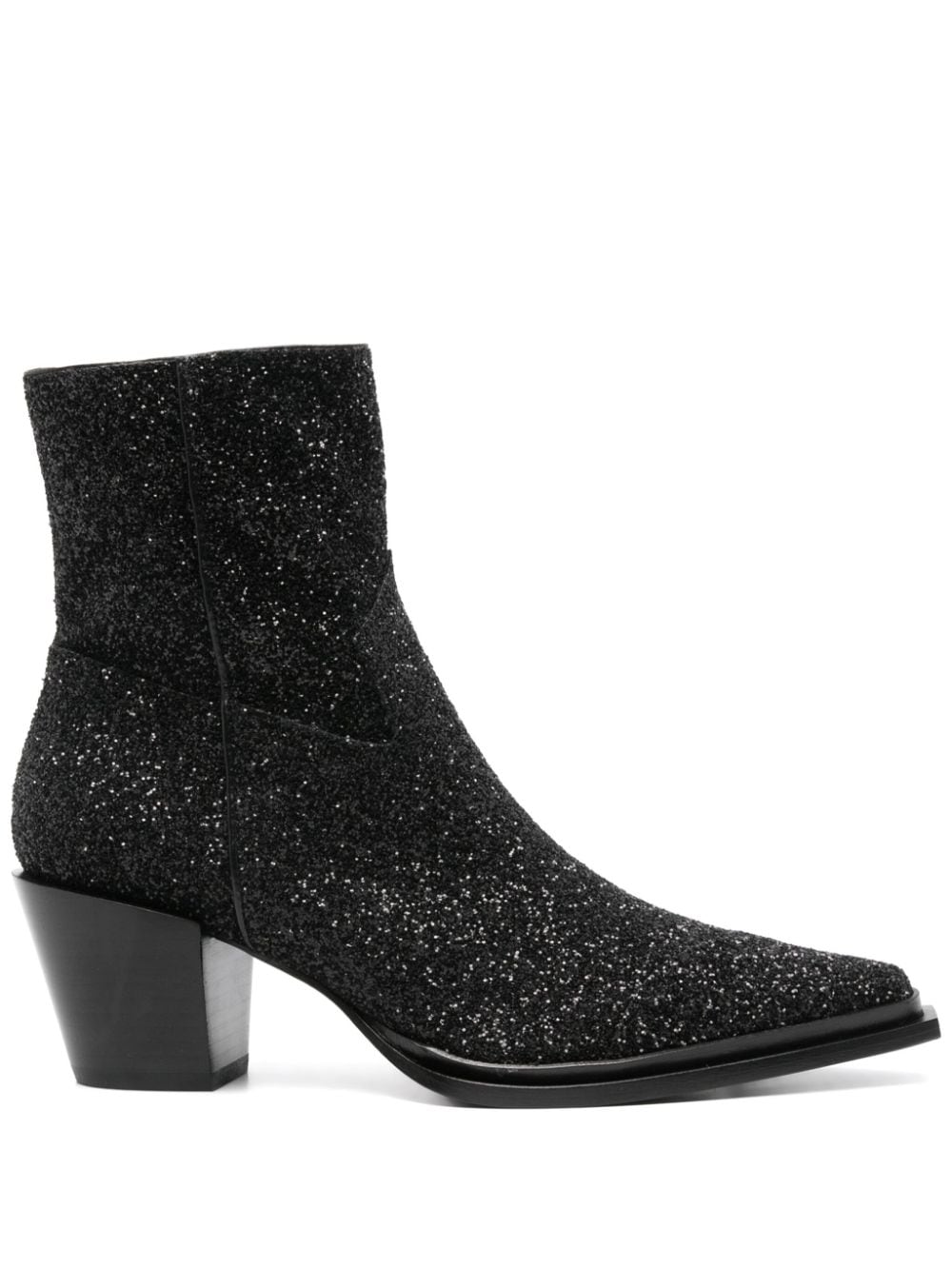 Jimmy Choo Black Glitter Western Ankle Boots image 0