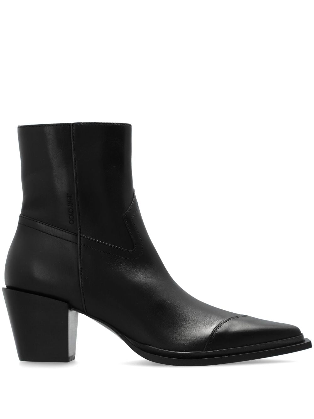 Jimmy Choo Black Leather Pointed Toe Ankle Boots image 0