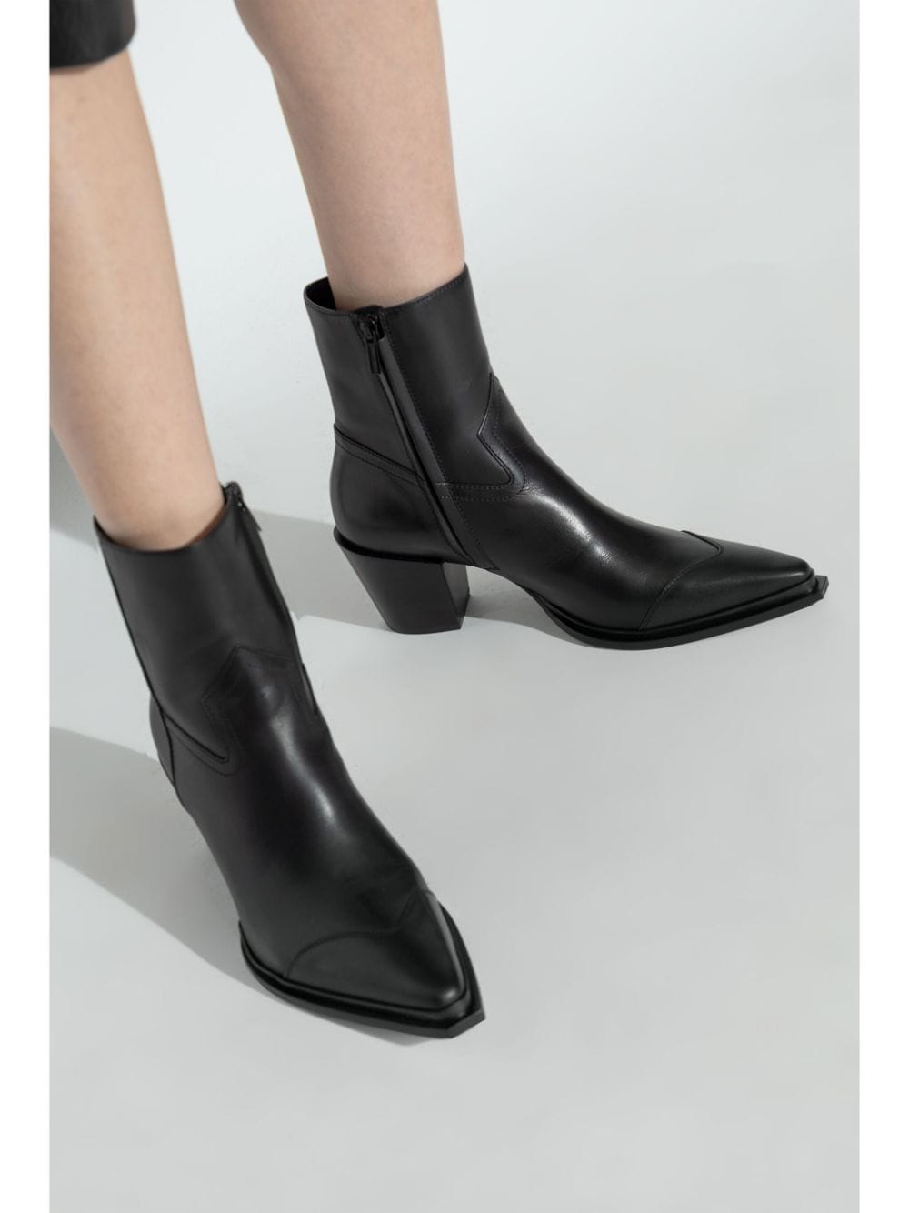 Jimmy Choo Black Leather Pointed Toe Ankle Boots image 5