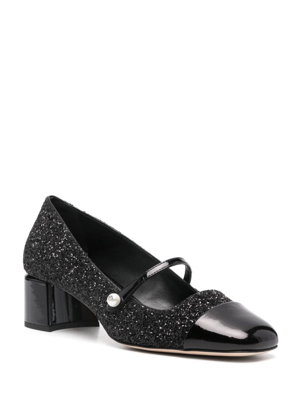 Jimmy Choo Women's Black Agate Glitter Square Toe Heels image 3