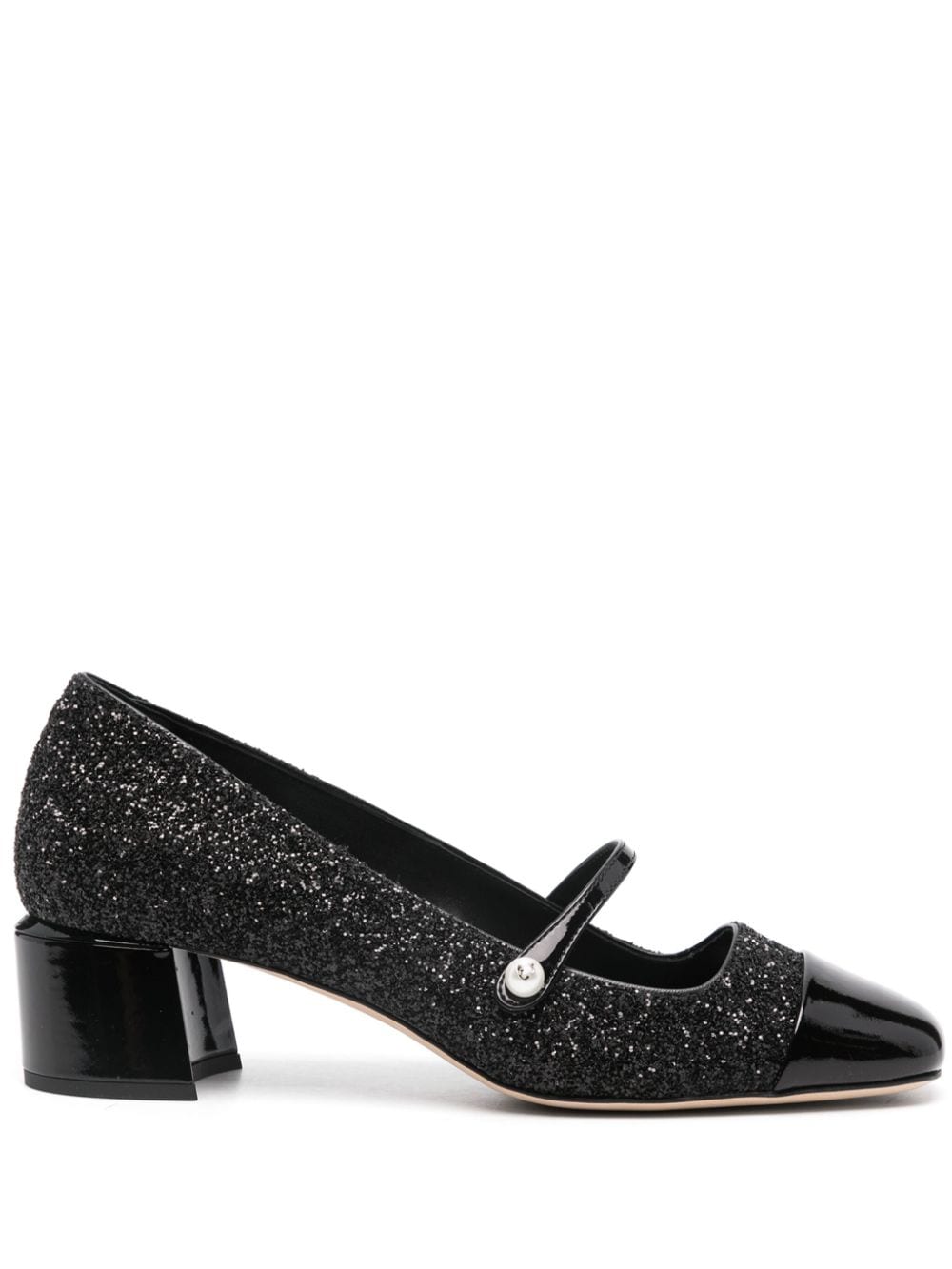 Jimmy Choo Women's Black Agate Glitter Square Toe Heels image 0