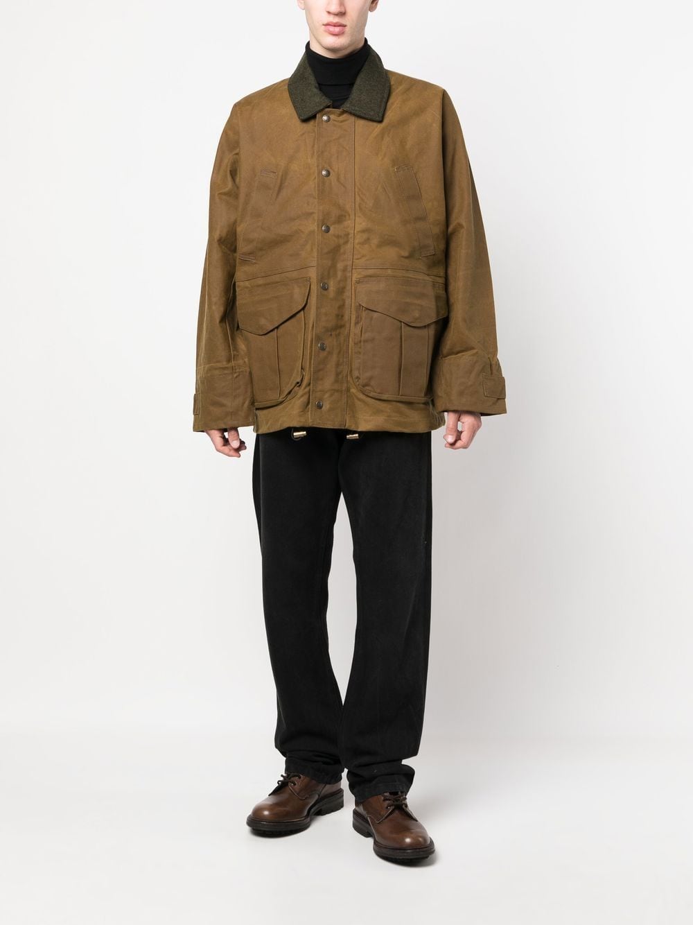 Filson Leather Brown Waxed Cotton Jacket image 1