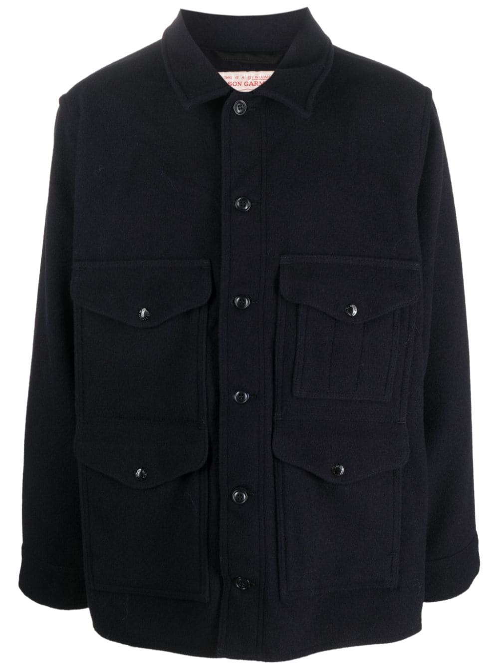 Filson Navy Blue Wool Shirt Jacket with Flap Pockets image 0