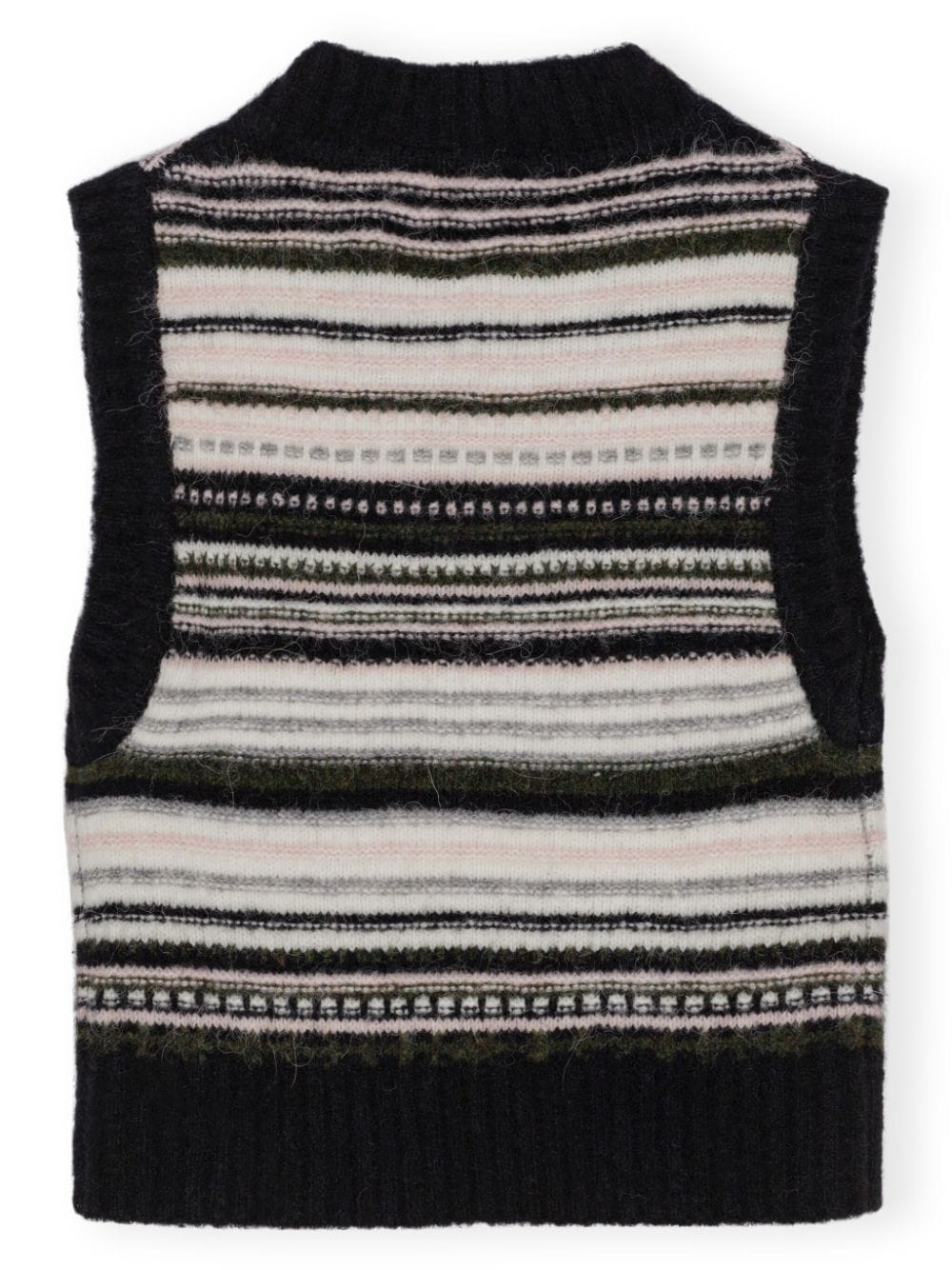 GANNI Black Stripe Knitted Sleeveless Sweater image 5