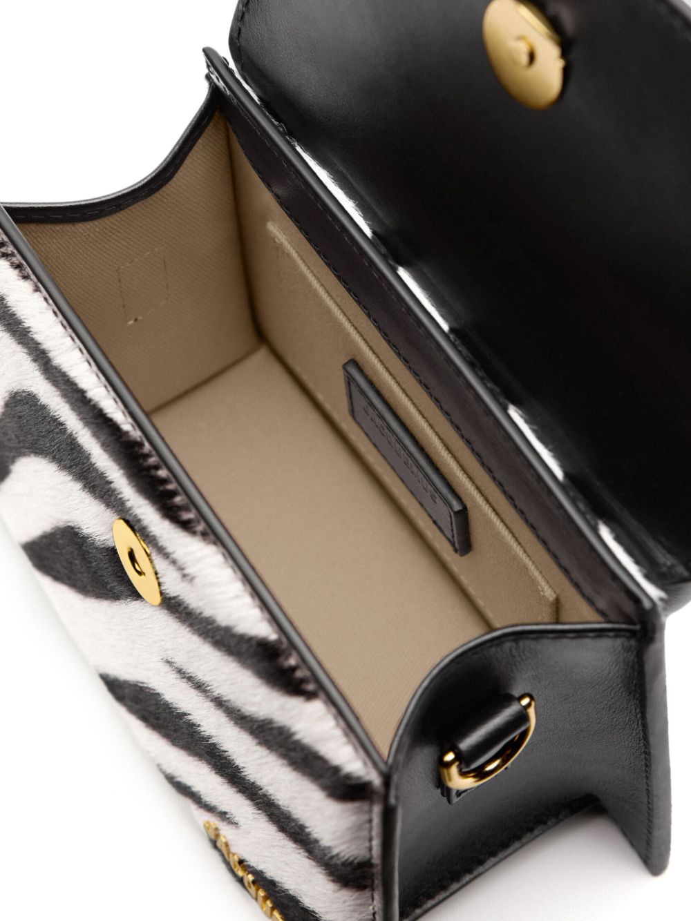 JACQUEMUS Le Chiquito Zebra Print Calfskin Shoulder Bag - Black image 1